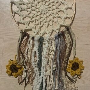 Handcrafted Cream Dreamcatcher with Sunflower Accents